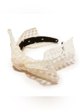 Lele Sadoughi IVORY SHIRLEY LACE RIBBON HEADBAND modest hair covering trad